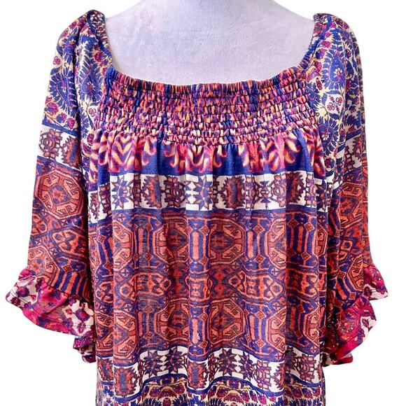 NWOT Boho Chic Peasant Ruffle Sleeve Gypsy Women's Plus Size 3X Art to Wear - Picture 2 of 4